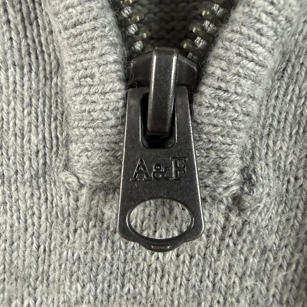Abercrombie & Fitch Quarter Zip Cashmere Blend Sweater Mens S Grey Cotton Knit